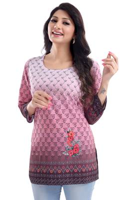 Multicolor printed crepe short-kurtis 5
