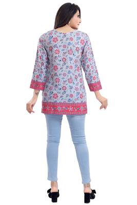 Multicolor printed crepe short-kurtis 2