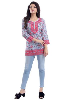 Multicolor printed crepe short-kurtis 5