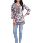 Multicolor printed crepe short-kurtis