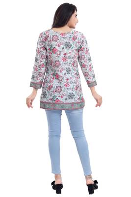 Multicolor printed crepe short-kurtis 2