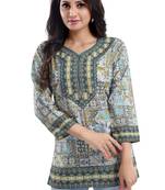 Multicolor printed crepe short-kurtis