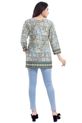 Multicolor printed crepe short-kurtis 2