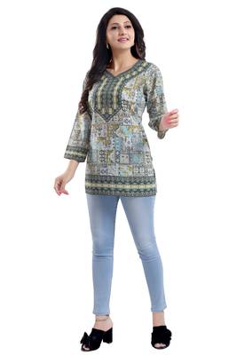 Multicolor printed crepe short-kurtis 5