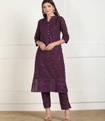 Purple chikankari georgette salwar