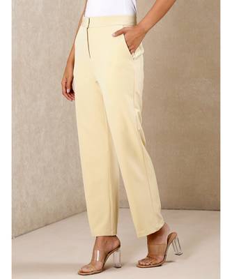 Beige Straight Fit Pants 5