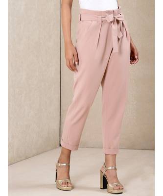 Solid Pants With Waist Tie Up 3