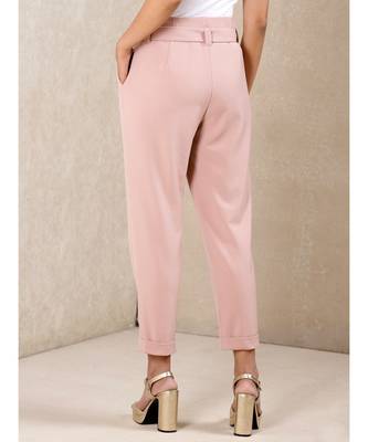 Solid Pants With Waist Tie Up 4