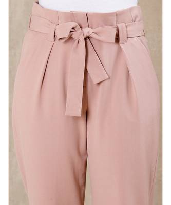 Solid Pants With Waist Tie Up 5