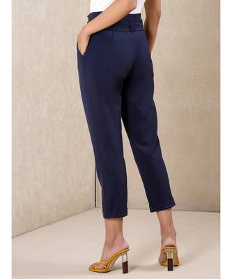 Solid Pants With Waist Tie Up 4