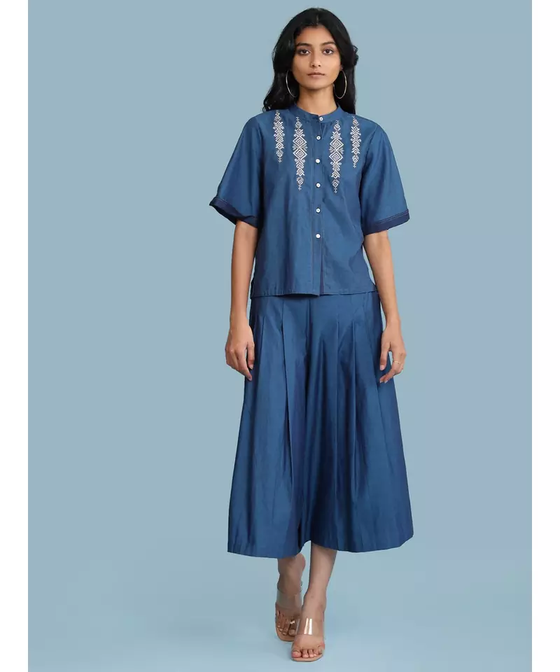 Blue Wide-Legged Palazzos