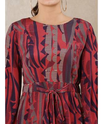 Round Neck Full Sleeves Printed Kurti 3