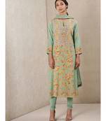 Round Neck 3/4Th Sleeve Printed Kurta With Churidar Legging And Dupatta