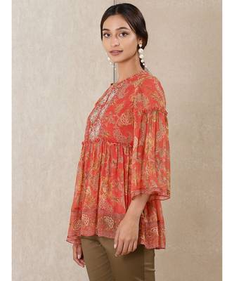 Round Neck 3/4Th Sleeve Printed Kurti With Camisole 2