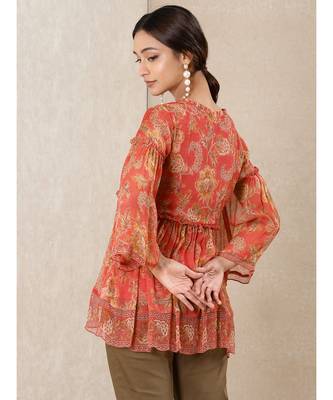 Round Neck 3/4Th Sleeve Printed Kurti With Camisole 4