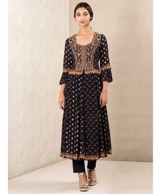 Black Embroidered Kurta With Palazzo 1