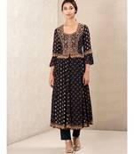 Black Embroidered Kurta With Palazzo