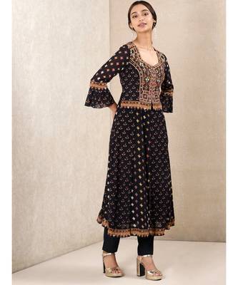 Black Embroidered Kurta With Palazzo 3