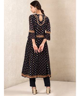 Black Embroidered Kurta With Palazzo 4