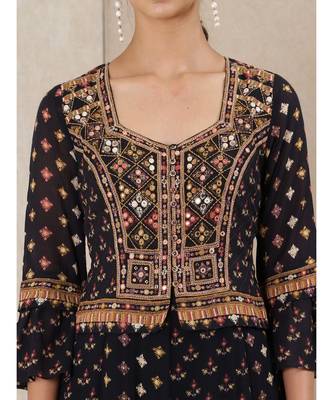 Black Embroidered Kurta With Palazzo 5