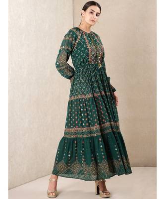 Round Neck Full Sleeves Printed Kurta Dress 2