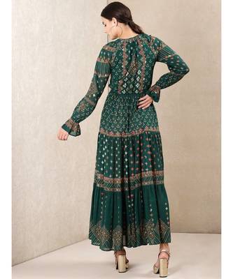 Round Neck Full Sleeves Printed Kurta Dress 3