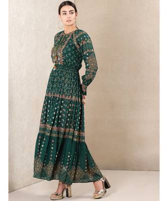 Round Neck Full Sleeves Printed Kurta Dress 4