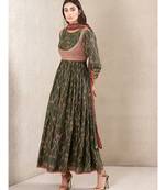 Green Printed Anarkali Kurta with Dupatta