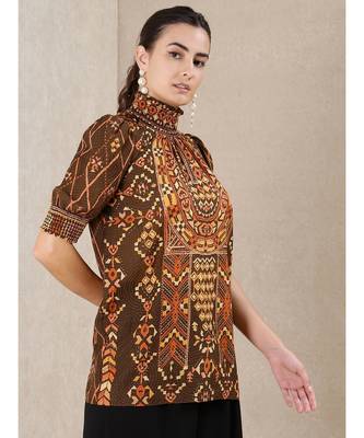 Chocolate Brown Printed Kurti 2