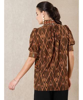 Chocolate Brown Printed Kurti 3