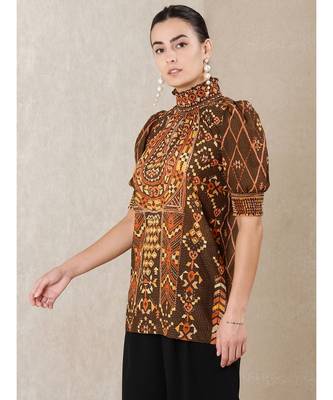Chocolate Brown Printed Kurti 4