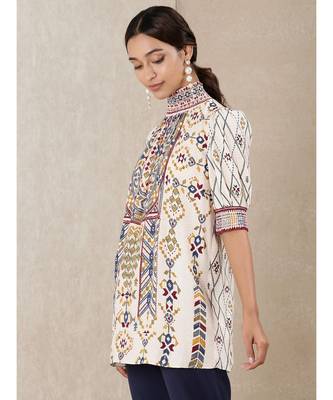 Off White Printed Kurti 2