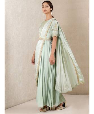 Mint Embroidered Chanderi Kurta set by RITU KUMAR 2