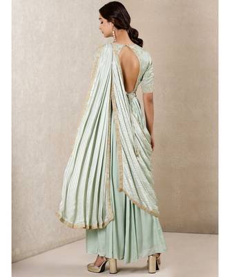 Mint Embroidered Chanderi Kurta set by RITU KUMAR 3