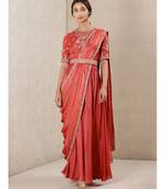 Coral Embroidered Chanderi Kurta With Dupatta And Belt