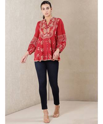 Red Printed Kurti 1