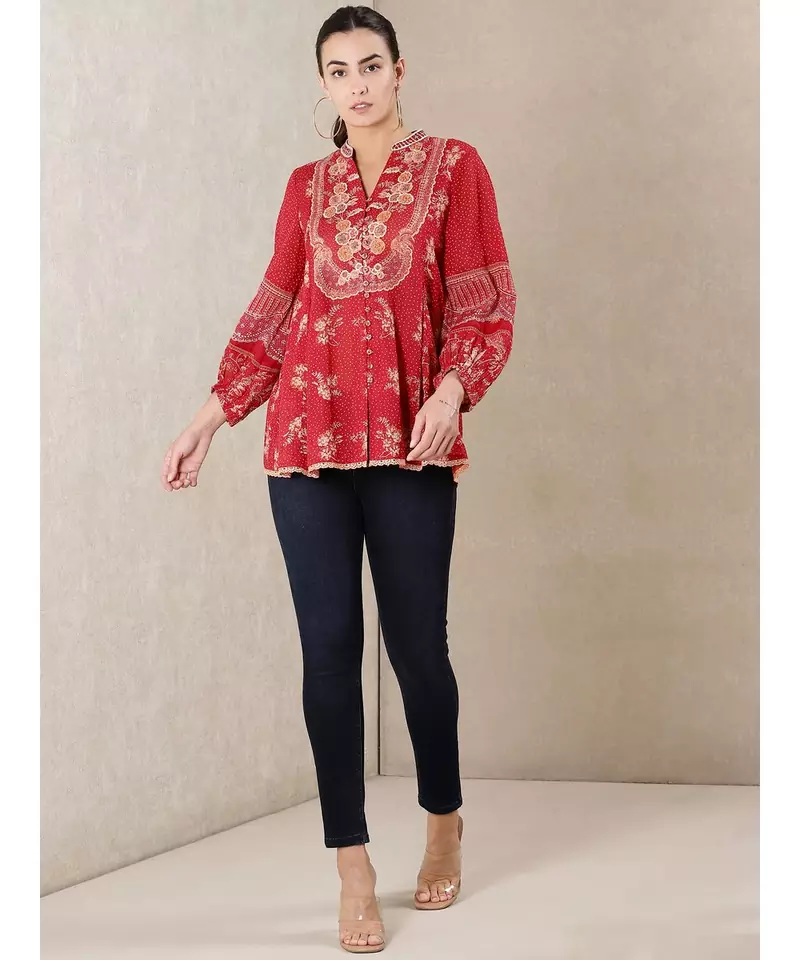 Red Printed Kurti