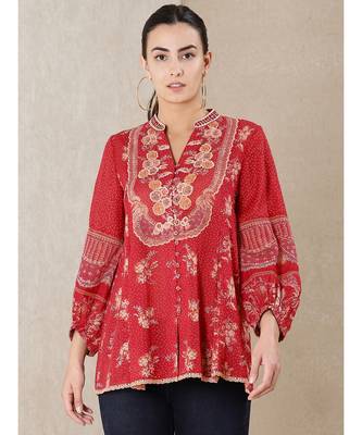 Red Printed Kurti 2