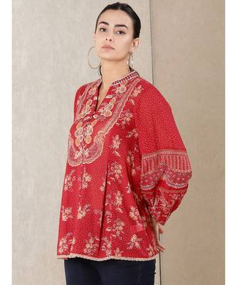 Red Printed Kurti 3