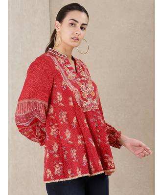 Red Printed Kurti 4