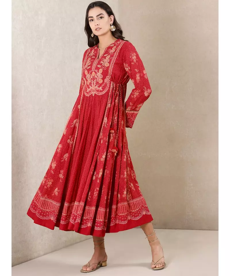 Red Printed Kurta