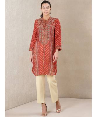 Rust Printed Kurti 1