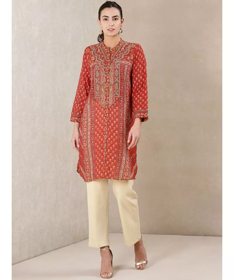 Rust Printed Kurti
