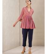 Pink Striped Cotton Kurti