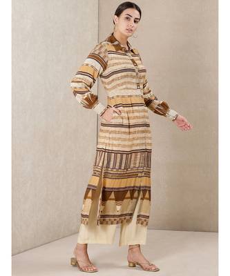 Collar Neck Full Sleeves Printed Kurta With Palazzo by RITU KUMAR 3