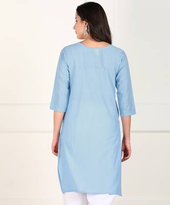 Blue embroidered cotton chikankari-kurtis 2