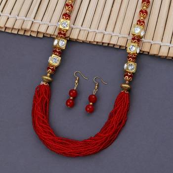Red Multi Layer Pearl Mala Necklace Set For Women And Girls 1