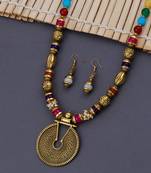 Gold Plated Multi Pearl Elegant Look Mala Necklace Jewellery For Women And Girls