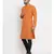 Men Orange Cotton Solid Straight Kurta