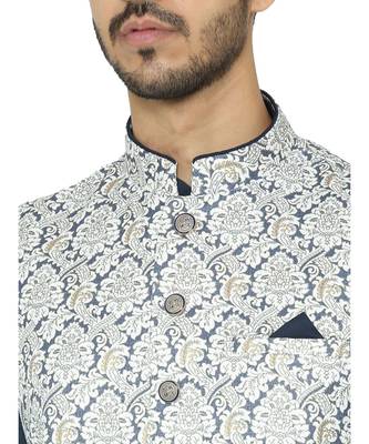 Silk Blend Kurta Churidar Jacket Set 2